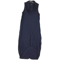 For Cynthia Womens Maxi Dress Linen Blend Navy Sleeveless Cowl Neck High Low M