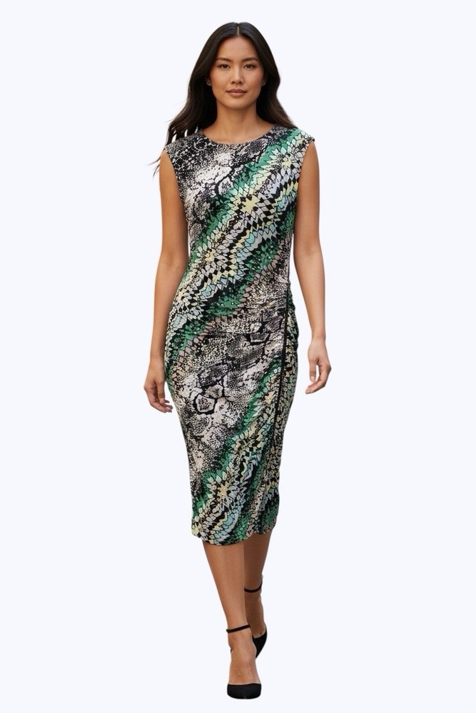 BCBGMAXAZRIA Dell Dress Medium Sleeveless Stretch Multi Color Side Zipper Fitted