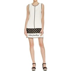 US$188 Perfect for Race FINITY Dress White Checkered Contrast Trim Textured US 8