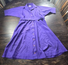 Willi Women&rsquo;s Vintage Purple Button-Down Shirt Dress With Belt Size Medium *Note