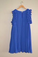 Jodifl NWT Royal blue sleeveless Ruffle Pleated lined Shift Dress, sz M