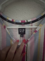 GAP Women&rsquo;s XL Striped Shift Dress Sleeveless Tiered Short Round Neck