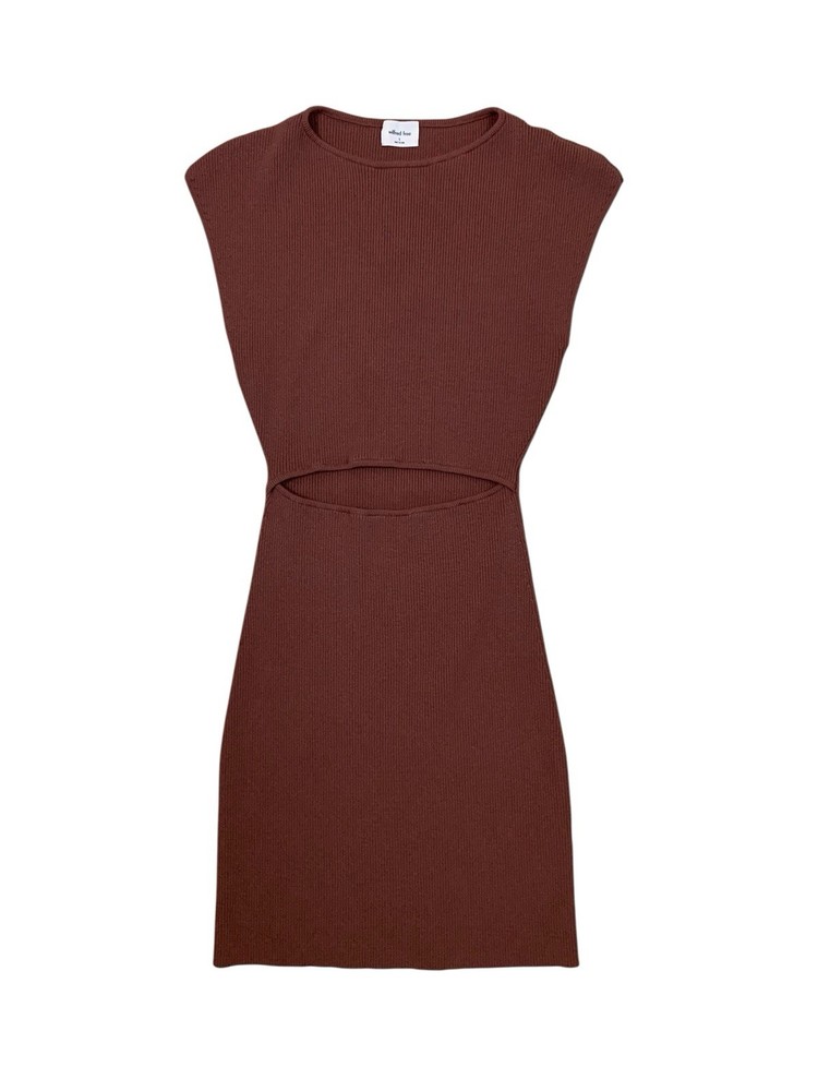 Aritzia Wilfred Free Brown Ribbed Knit Cutout Midi Dress Bodycon Aritzia S