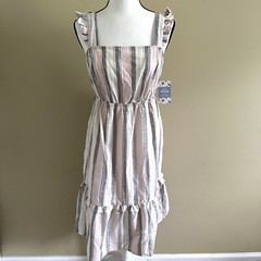 NWT Madison Grey Cotton Pull On Summer Dress, M, made in India