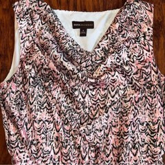 Dana Buchman Women Sz S Pink Brown Abstract Shift Dress Career Sleeveless A-line