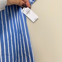 NWTOld Navy White & Blue Button Collared Striped Mini Shirt Dress Women&rsquo;s Sz XS