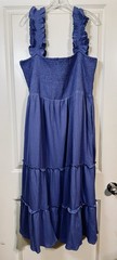 NWT Davi & Dani Blue Smocked Ruffle Strap Tiered Dress Size 2XL Boho Cottagecore