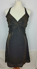Sele Womens Dress Size Large Brown Gold Shimmer Metallic Short Halter