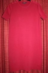 Authentic GUCCI Red Knit Button Shoulder Shift Dress Cotton Blend, Size L