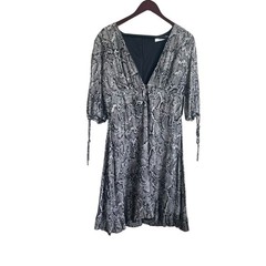 JustFab Women Animal Print Indie Sleaze Mini Dress XL Gray Snakeskin Boho Edgy