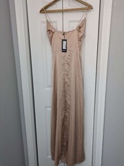 Nasty Gal NWT Women&rsquo;s Size 0 Pencil Straight Slip Dress Beige Taupe Long