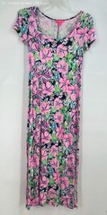 Lilly Pulitzer Womens Wynne Dress Floral Pink Green Blue Short Sleeve Small
