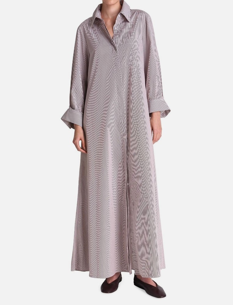 TWP Women&rsquo;s Brown White Jenny&rsquo;s Striped Gown Dress Size S