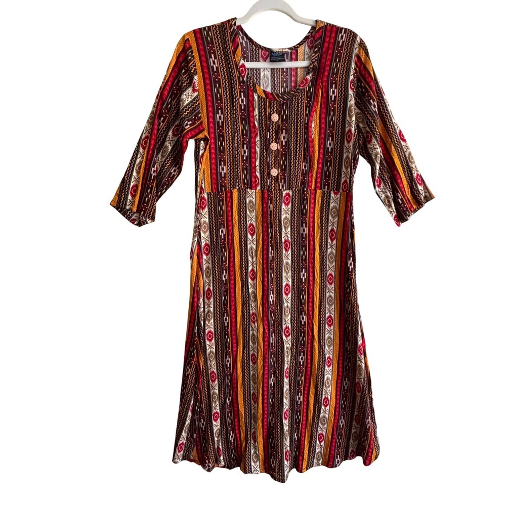 Pommies Feeding Kurti Maternity Nursing Dress XL Multi Color Tribal Stripe