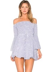 Revolve Lovers Friends Womens XS Stay Dress Off Shoulder Blue White Striped