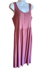 Frye Women&rsquo;s Sleeveless Mauve Maxi Button Front Dress Ribbed Knit Size Medium