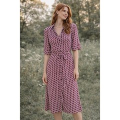 Laundry by Shelli Segal Pink Geometric Button Front Belted Shirt Dress Size 0