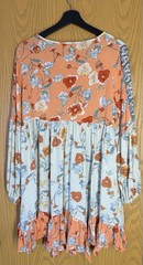 Peasant Babydoll Dress Tunic Top Size M Patchwork Boho Festival Handkerchief Hem