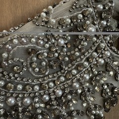 Milano Formals E2119 Embellished High Neck Evening Gown Silver 6 Prom Formal