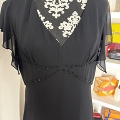Adrianna Papell Women’s Black A-Line Chiffon flowy Dress Size 14P 47 Inches Long