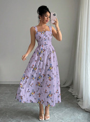 Brand New Floral Floaty Wedding Summer Flowy Maxi Dress Holiday Vacation Races