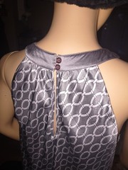 INC International Concepts 100% Silk Halter Dress Gray Geometric Print Size 6