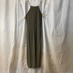 Edge Olive Green Strappy Halter Bodycon Midi Slip Dress Sz 10 Empire Waist Boho