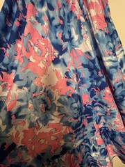 SHEIN Curve Plus 2XL Blue Pink White Abstract V-Neck Smocked Maxi Dress