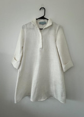 Tuckernuck White Pullover Tunic Dress Size XS Collared 3/4 Sleeve Pockets Preppy