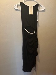 Yesiti Womens Ruched Open Middle Dress XS Black