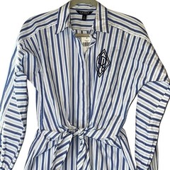 Lauren Ralph Lauren Ladies Blue & White Striped Cotton Broadcloth Shirtdress, 6
