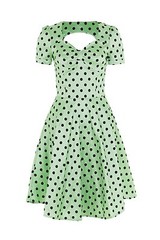 Voodoo Vixen Rockabilly Swing Retro Pin Up Polka Dot Green Flair Dress DRA2498