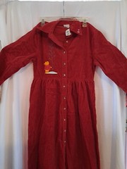 Vintage Disney 90s Winnie the Pooh Red Corduroy Long Sleeve Dress Sz Small NEW!
