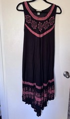 YOUNG USA Floral Pattern Maxi Sleeveless Dress Black Pink One Size Fits Most
