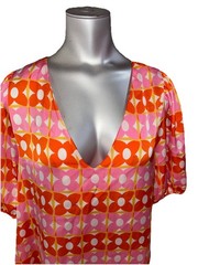 KARLIE women’s M shift dress floral retro orange pink Pockets