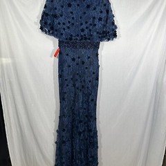 NWT Mac Duggal [ 4 ] 67712 Cape Sleeve Appliqué Embellished Floral Gown #G1257
