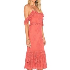 Lovers + Friends Blake Midi Dress in Rose Pink Medium Wedding Guest Lace Revolve