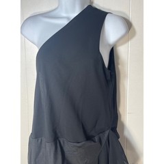 Antthony Original Black One Shoulder Maxi Dress Draped Ruffle 1X goth vamp party