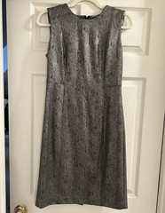 Calvin Klein Silver/Black Snake Print Sheath Dress Sleeveless Round Neck 2