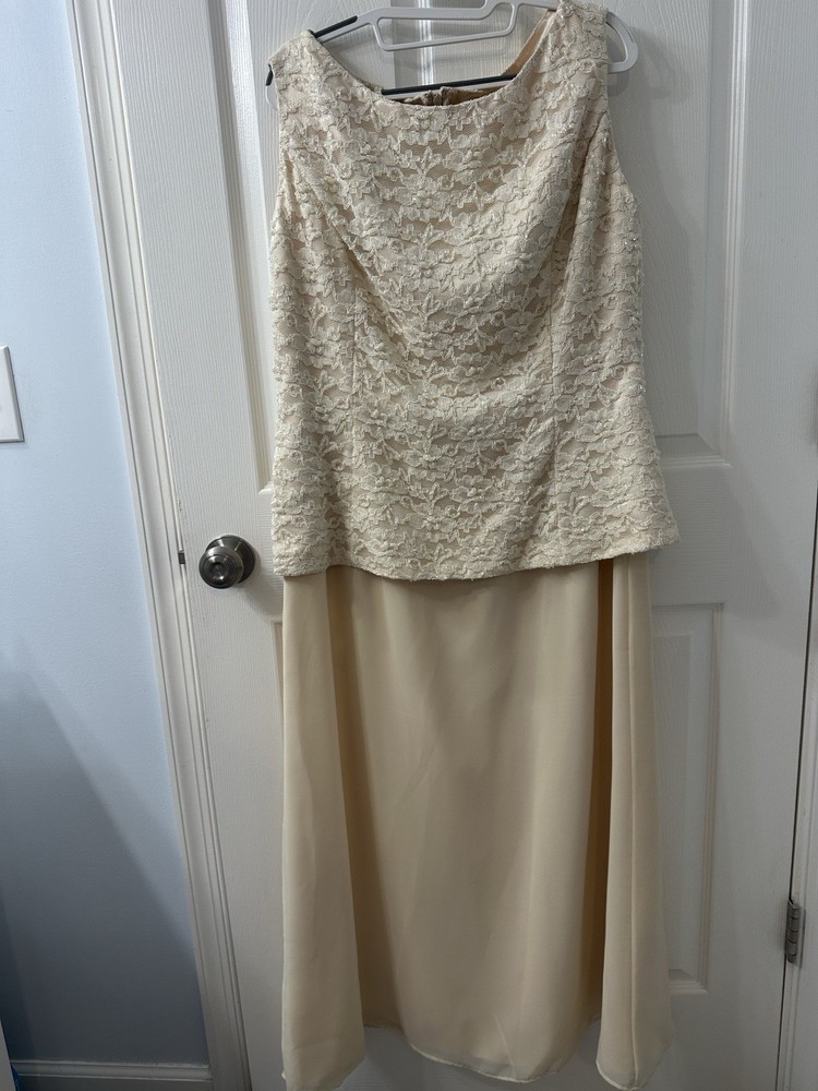 Cassandra Stone Women&rsquo;s Maxi Dress Ivory Beaded, Lace Formal Size 18W