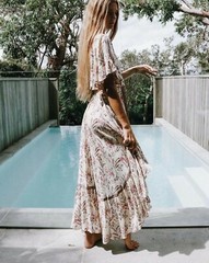 Women Ladies Long Maxi Dress Boho Holiday Beach Party Cocktail Summer Sundress