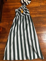 Abbey Glass Caroline Gown- Size Small. New with Tags. Blue and green striped
