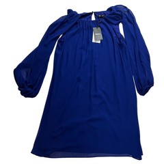 DKNY Royal Blue Cold Shoulder Split Sleeve Shift Dress Womens 12 NWT