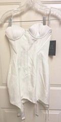 NWT $448 Retrofete SZ XXS White Tegan Garter Style Hem Dress Bridal Bachelorette