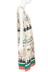 rare CELINE Phoebe Philo cream multicolor mulberry silk cyclist dress FR38 M