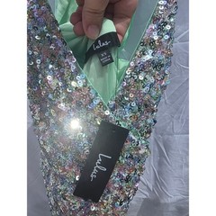 Lulus Mint Green Iridescent Sequin Mini Dress V-Neck Racerback 31480L Womens XS
