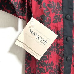 Vintage Mango Allan James Women Hawaiian Muumuu Dress 8 Red Black Lei Ruffle NWT