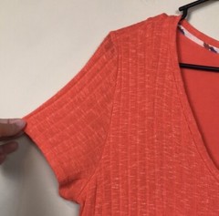 Dolan Women’s Ribbed Knit Orange V-Neck Short Sleeve A-Line Shirt Dress Sz XL