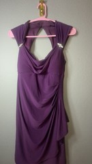 Scarlett Purple Solid Ruched Rhinestone Cowl Neck Sheath Dress Women’s 4