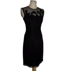 Sophia Kokosalaki Dress Womens 42 Black Sheath Sleeveless Sheer Neck